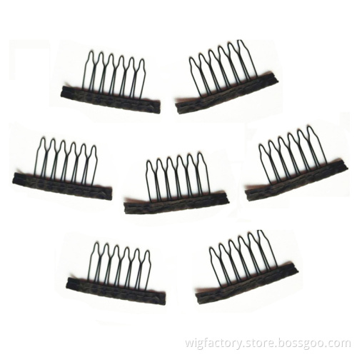 Black color 6teeth durable black snap comb wig clips, hair extensions steel small hair wig clip